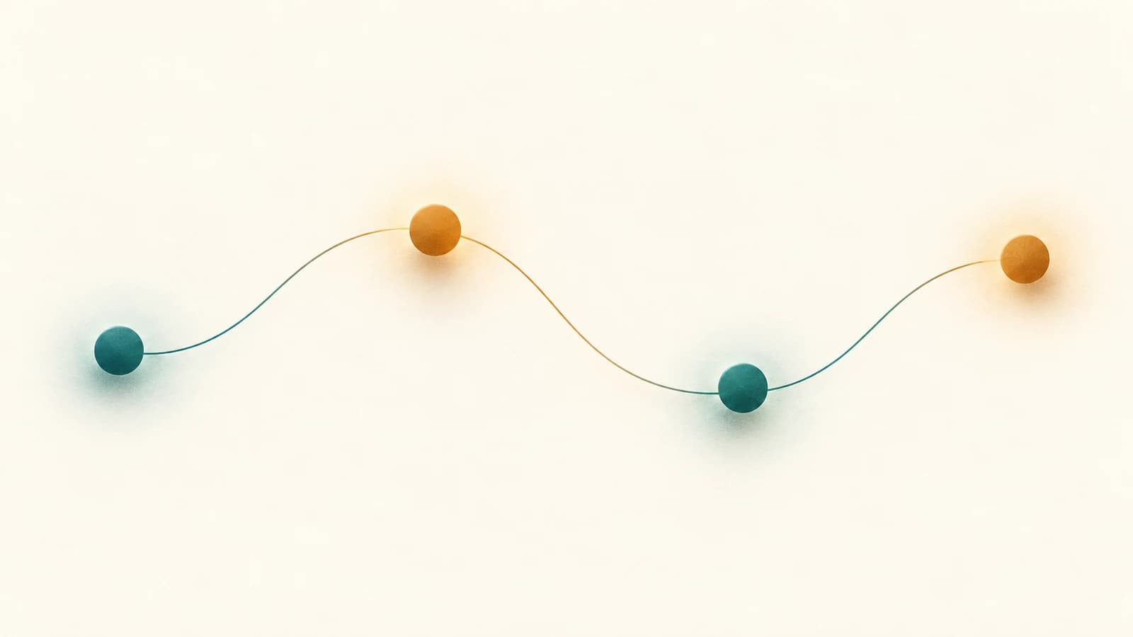 Four abstract connected nodes illustrating a learning journey
